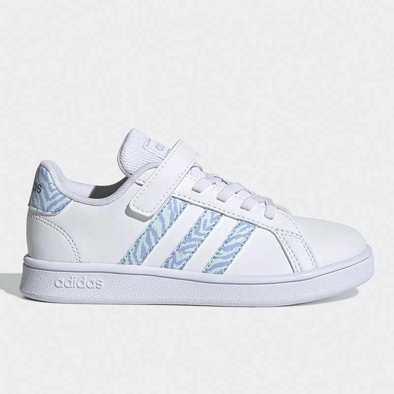 阿迪达斯休闲大童篮球运动小白鞋