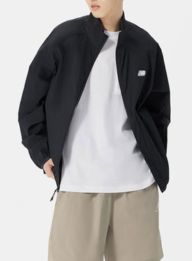 New Balance/NB正品男士透气长袖拉链立领夹克外套AMJ32371-BK
