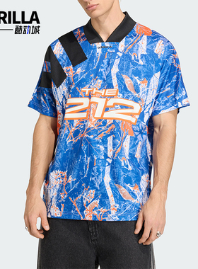Adidas/阿迪达斯正品三叶草新款男蓝橙色出街经典短袖球衣KD8432