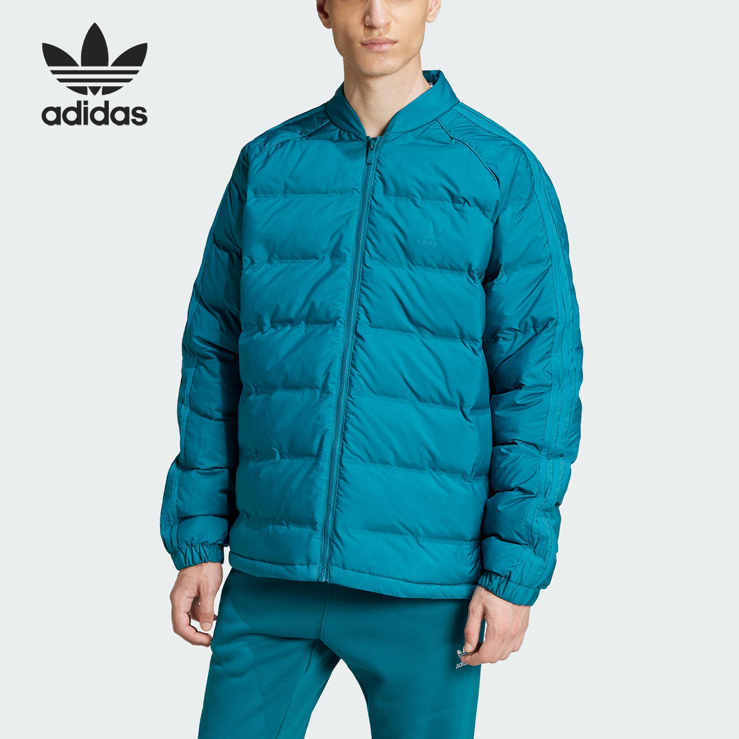 阿迪达斯男士保暖立领运动棉服