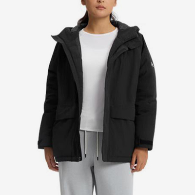 UA/安德玛正品新款女士拉链宽松简约连帽运动羽绒服6001976-001