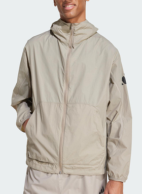 Adidas/阿迪达斯正品新款男士梭织休闲透气宽松连帽外套JF3293