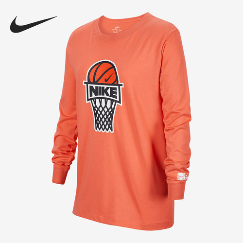 Nike/耐克正品春季大童针织棉休闲柔软图案长袖FZ5196-814