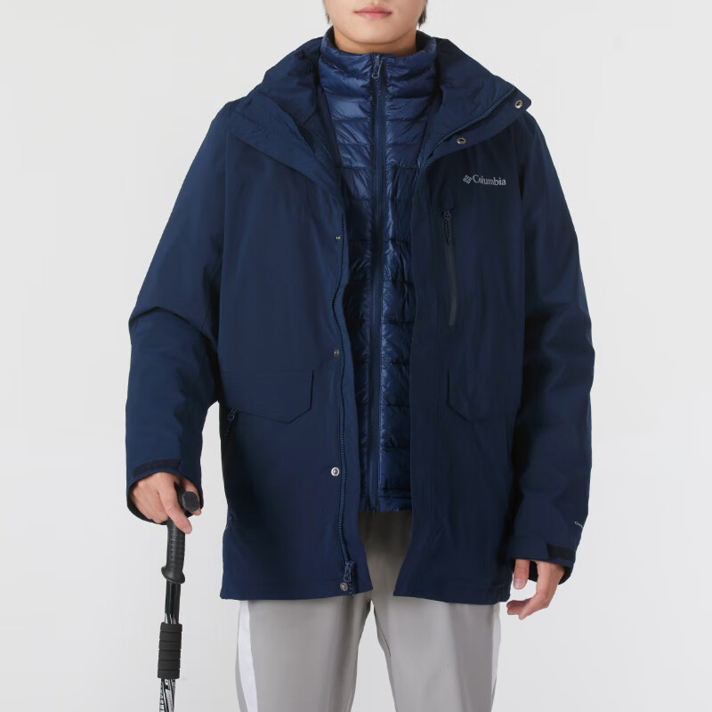 哥伦比亚男士羽绒三合一冲锋衣