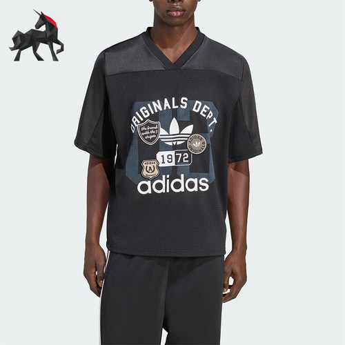 Adidas/阿迪达斯正品三叶草男士运动经典足球V领宽松短袖KD6252