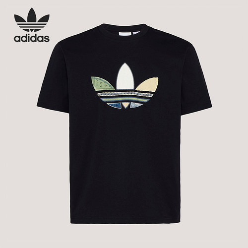 Adidas/阿迪达斯正品三叶草男士松弛感宽松经典日常印花T恤KW5671