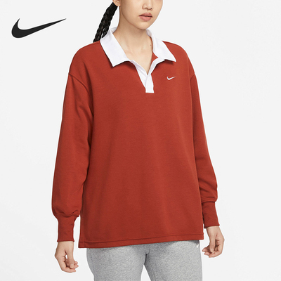 Nike/耐克官方正品秋冬女士翻领宽松休闲运动透气长袖FB8721-832