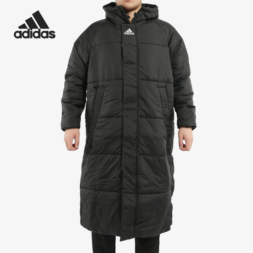 阿迪达斯男子中长款保暖连帽棉服