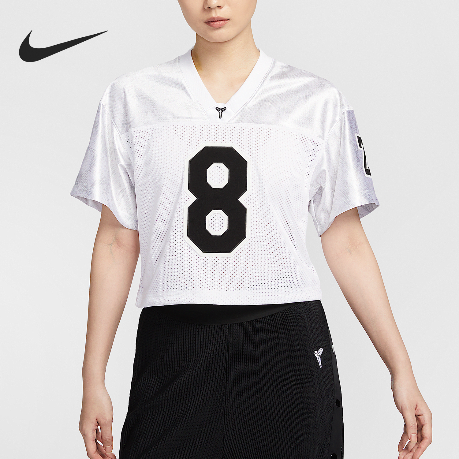 耐克女士V领宽松休闲运动短袖