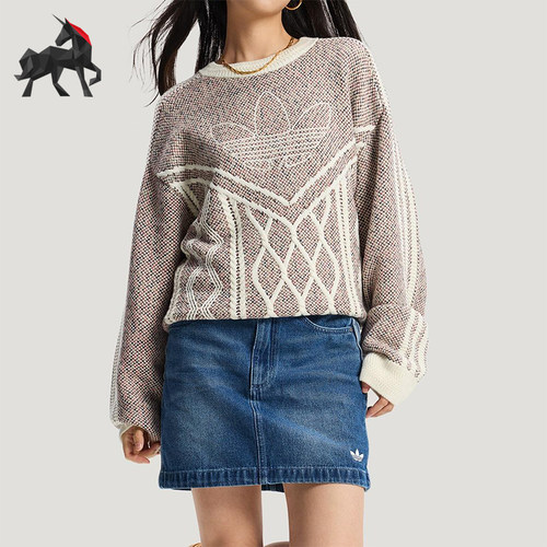 Adidas/阿迪达斯正品三叶草男女运动新年款宽松毛衣套头衫KT0692