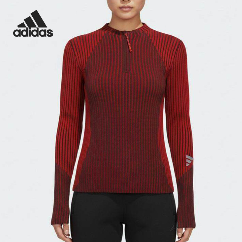 Adidas/阿迪达斯官方正品新款女红黑色训练针织运动上衣KR7547