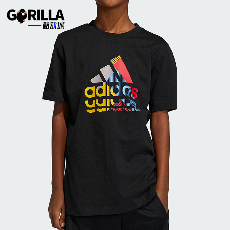 Adidas/阿迪达斯正品夏季儿童图案透气圆领休闲短袖IB9136 - 实物图