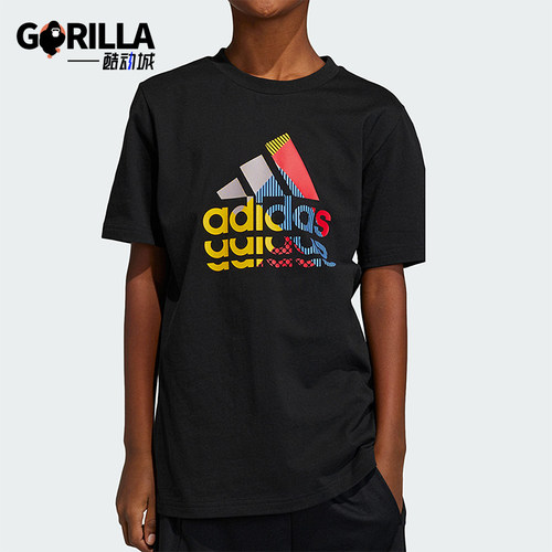 Adidas/阿迪达斯正品夏季儿童图案透气圆领休闲短袖IB9136