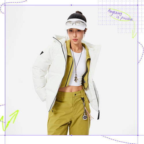 李宁正品健身系列女子防泼水保暖舒适百搭运动连帽羽绒服AYMU338