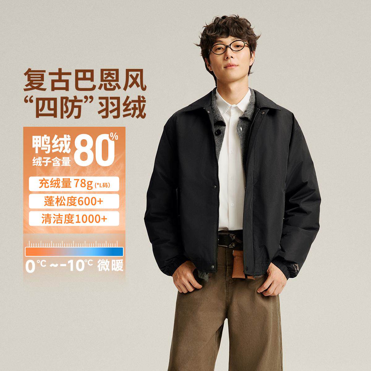 李宁正品2025新款男女同款防泼水防风复古翻领短款羽绒服AYMV523