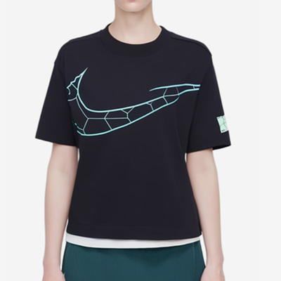 Nike/耐克正品女士品牌Logo圆领休闲落肩袖短袖T恤DB7467-010