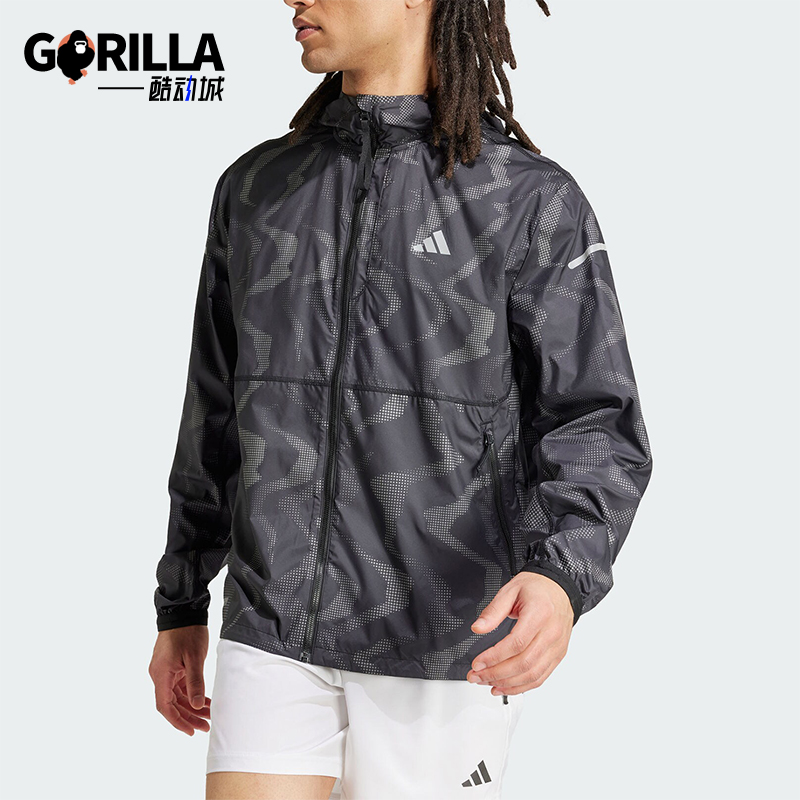 阿迪达斯男士连帽健身外套