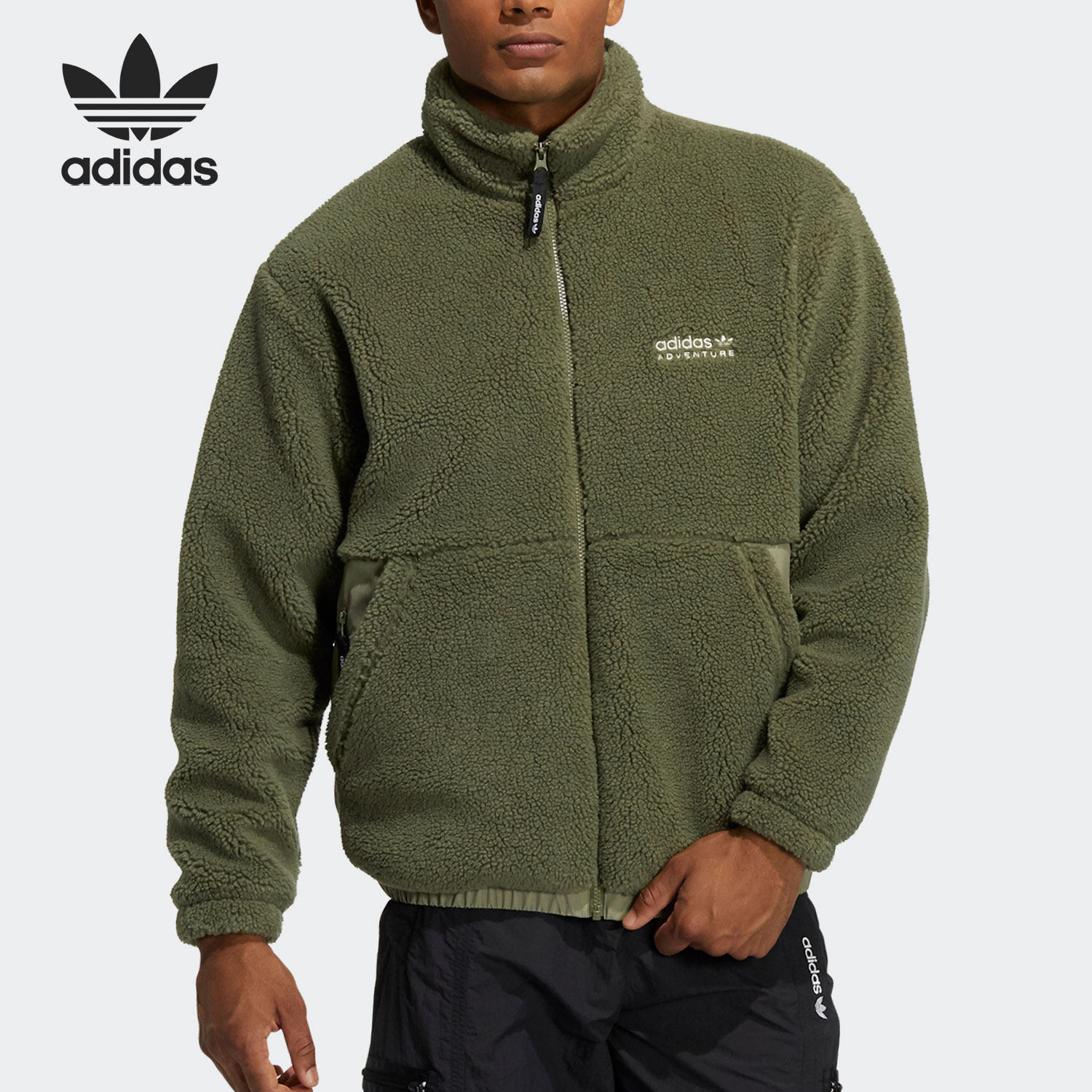 Adidas/阿迪达斯官方正品三叶草男子复古拼接夏尔巴绒外套 HC0365,运动服/休闲服装,运动茄克/外套,淘宝优惠券,粉丝福利购,淘宝优惠卷