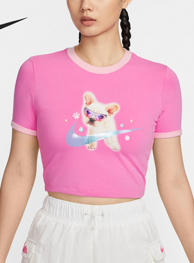 Nike/耐克官方正品当季新款女士时尚印花短款短袖T恤HM4621-675