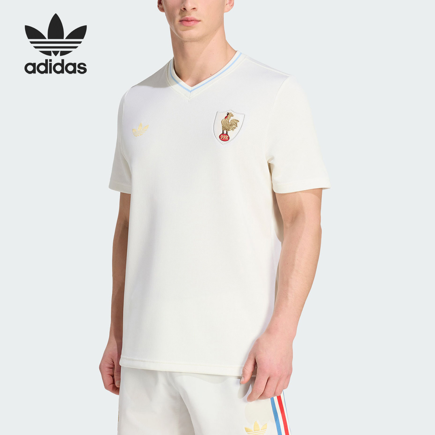 Adidas/阿迪达斯正品新款男米白色橄榄球训练经典短袖球衣JY8301