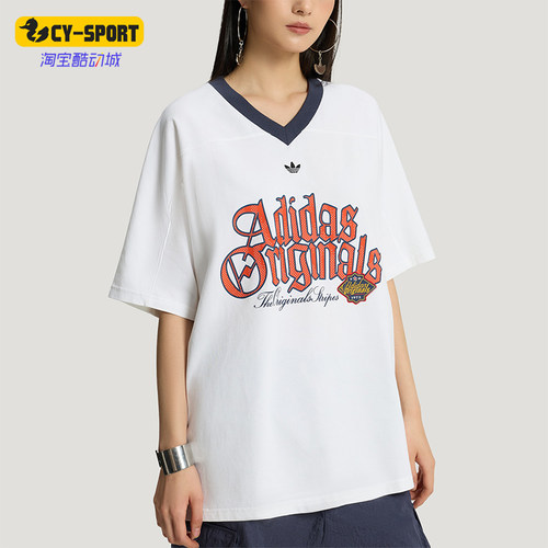 Adidas/阿迪达斯正品三叶草女士休闲宽松日常字母印花T恤KT3062