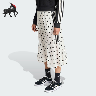 Adidas/阿迪达斯正品三叶草女士时尚休闲薄纱波点半身裙KV1176