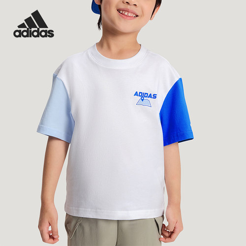 Adidas/阿迪达斯正品夏季儿童休闲复古时尚运动透气短袖T恤KH0268