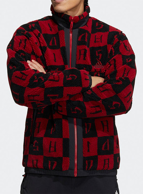 Adidas/阿迪达斯正品时尚双面可穿男子摇粒绒保暖针织外套 H39241