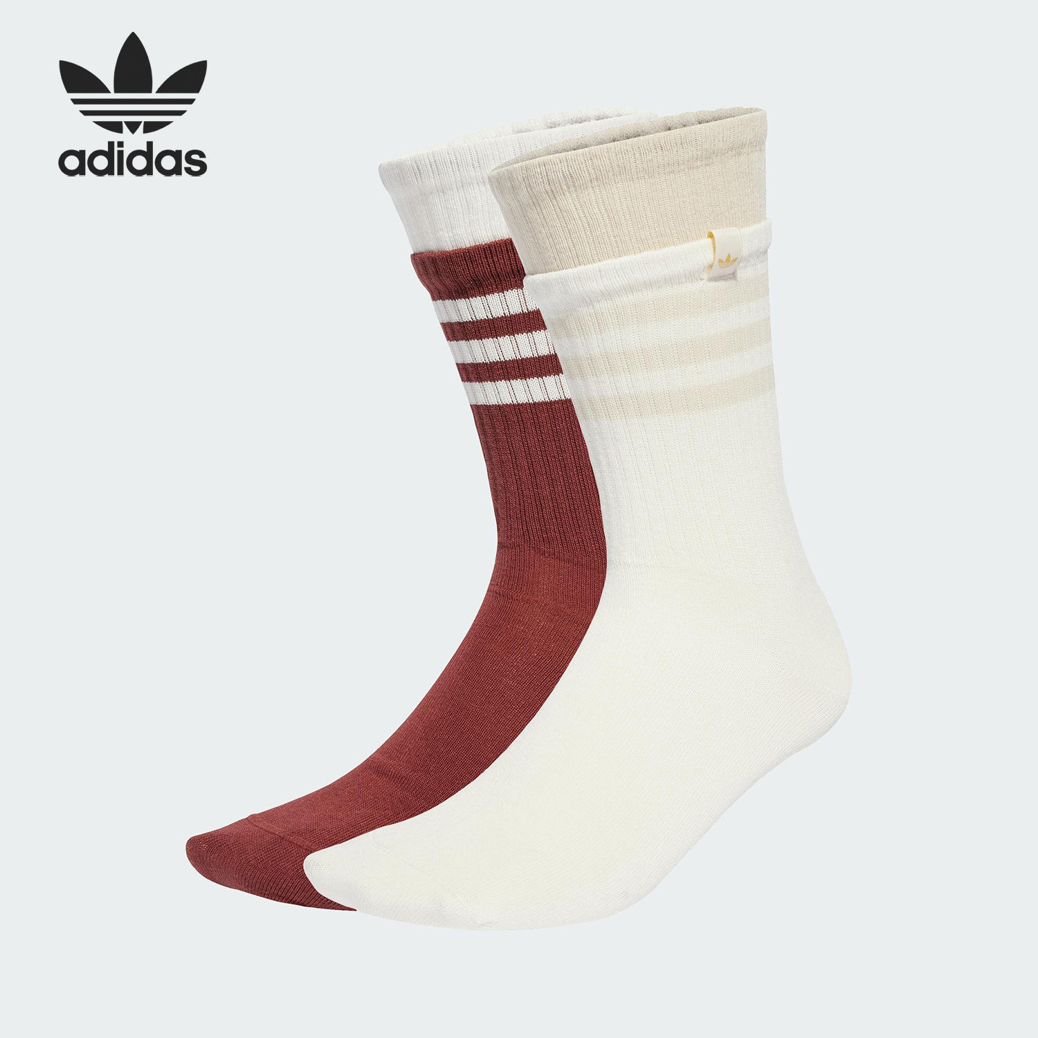 Adidas/阿迪达斯正品三叶草男女针织透气运动袜两双装JX5198