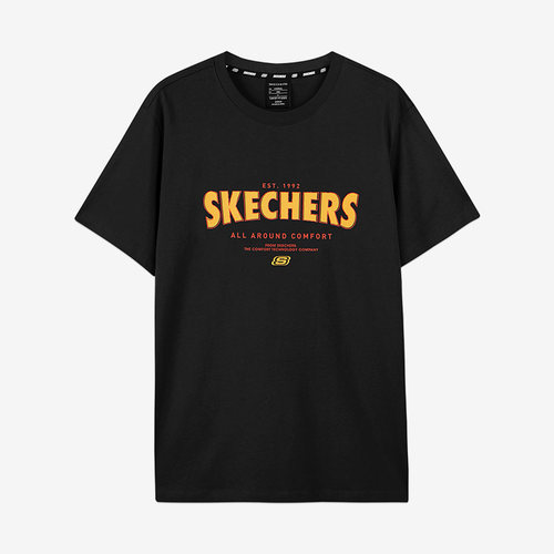 Skechers/斯凯奇正品当季新款男子时尚印花运动休闲短袖T恤