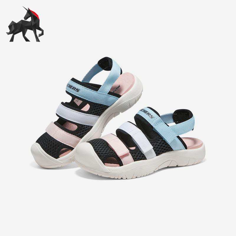 Skechers/斯凯奇正品儿童时尚休闲包头网面魔术贴凉鞋