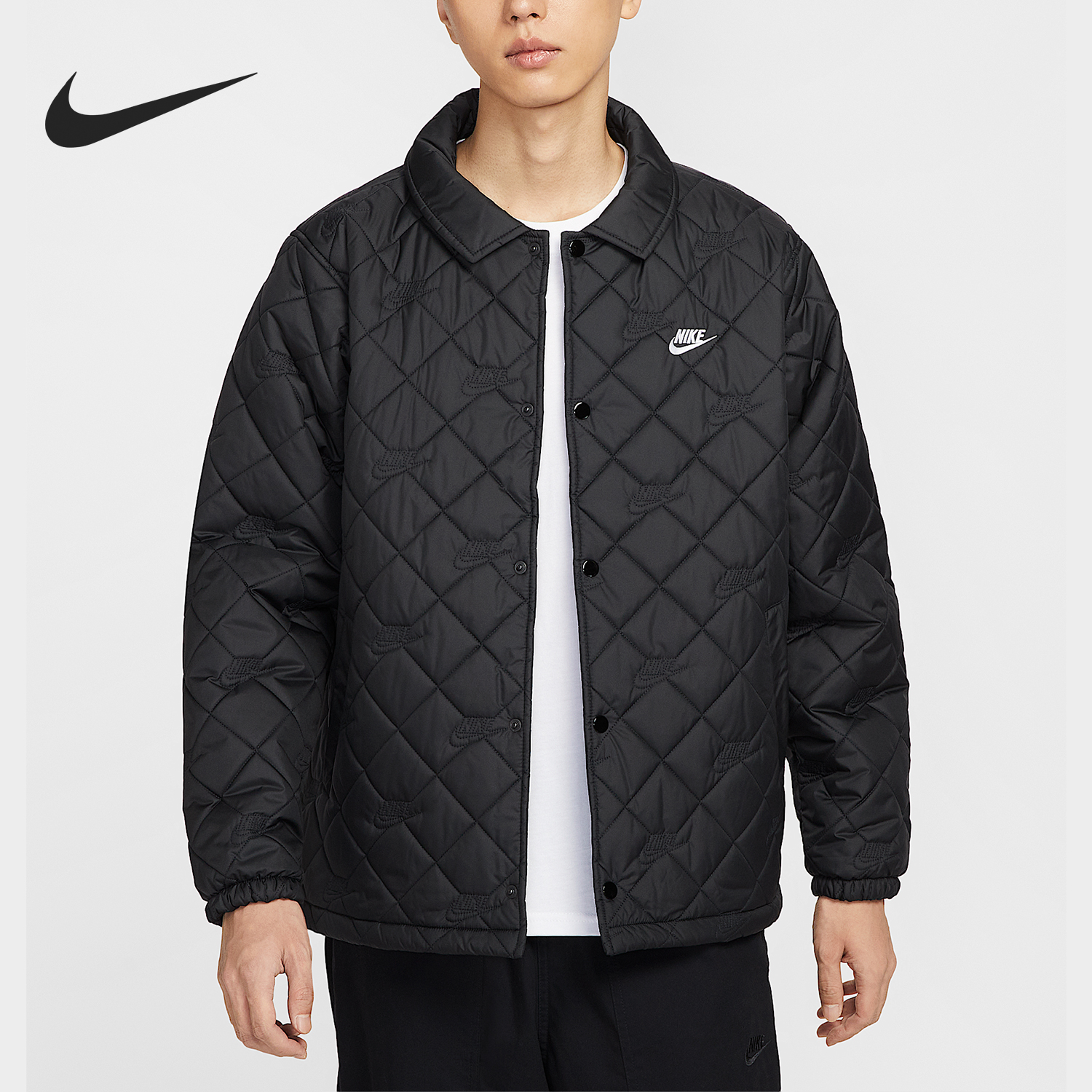 Nike/耐克正品2025 Club男士耐穿宽松保暖梭织运动棉服HV1378-010