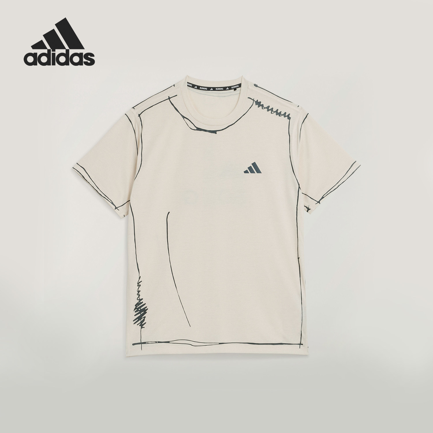 Adidas/阿迪达斯官方正品夏季男女宽松运动休闲针织跑步T恤KQ7840