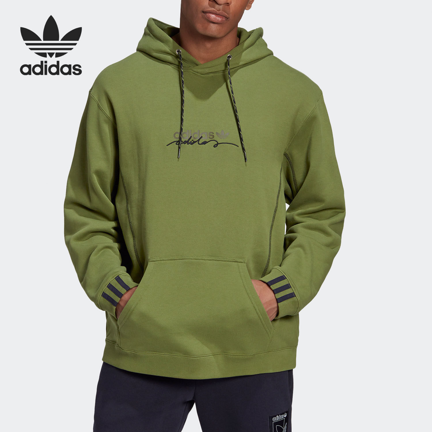 Adidas/阿迪达斯正品三叶草男子宽松运动连帽衫卫衣GD9278