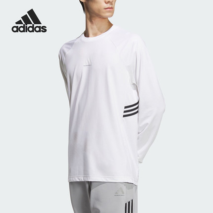Adidas/阿迪达斯官方正品2024新款男士时尚休闲针织长袖T恤JL7583