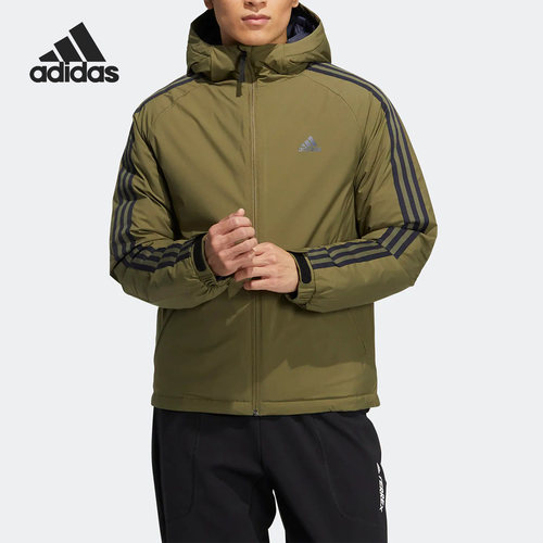 阿迪达斯男子户外保暖连帽羽绒服