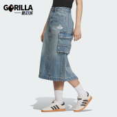复古牛仔半身裙JM8036 三叶草女士经典 Adidas 阿迪达斯正品