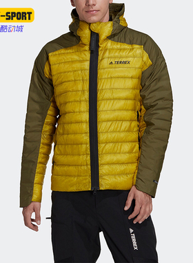 Adidas/阿迪达斯正品冬季男士保暖时尚拼接连帽休闲羽绒服HH9215