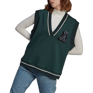 Adidas/阿迪达斯官方正品新款女子V领复古运动针织背心马甲IA8323