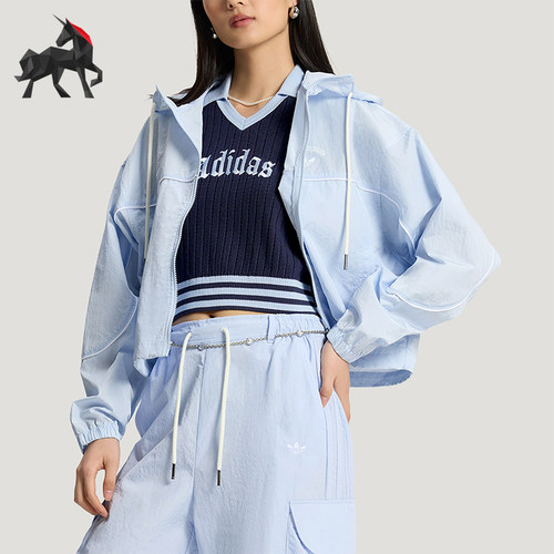 Adidas/阿迪达斯正品三叶草女士梭织户外运动透气时尚外套KT3056