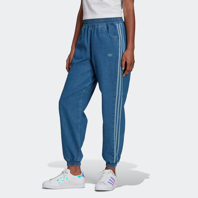 阿迪达斯女子宽松束脚运动牛仔裤