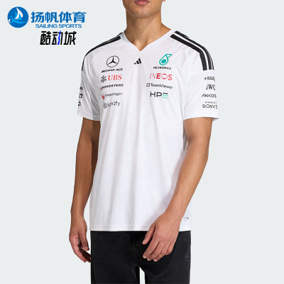 Adidas/阿迪达斯正品新款男白黑色赛车观赛速干经典短袖T恤KF0160