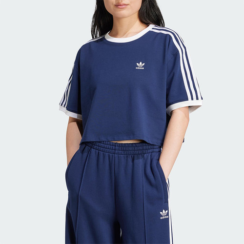 Adidas/阿迪达斯正品三叶草女短款针织经典户外耐穿短袖T恤JC8151