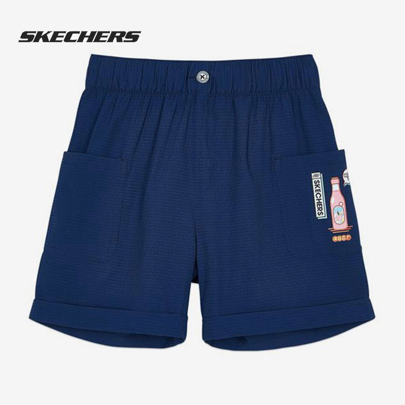 Skechers/斯凯奇正品夏季新款儿童休闲舒适运动短裤 L221G100