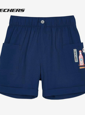 Skechers/斯凯奇正品夏季新款儿童休闲舒适运动短裤 L221G100