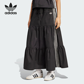 休闲半身裙KC0767 三叶草女士蝴蝶结褶皱经典 Adidas 阿迪达斯正品