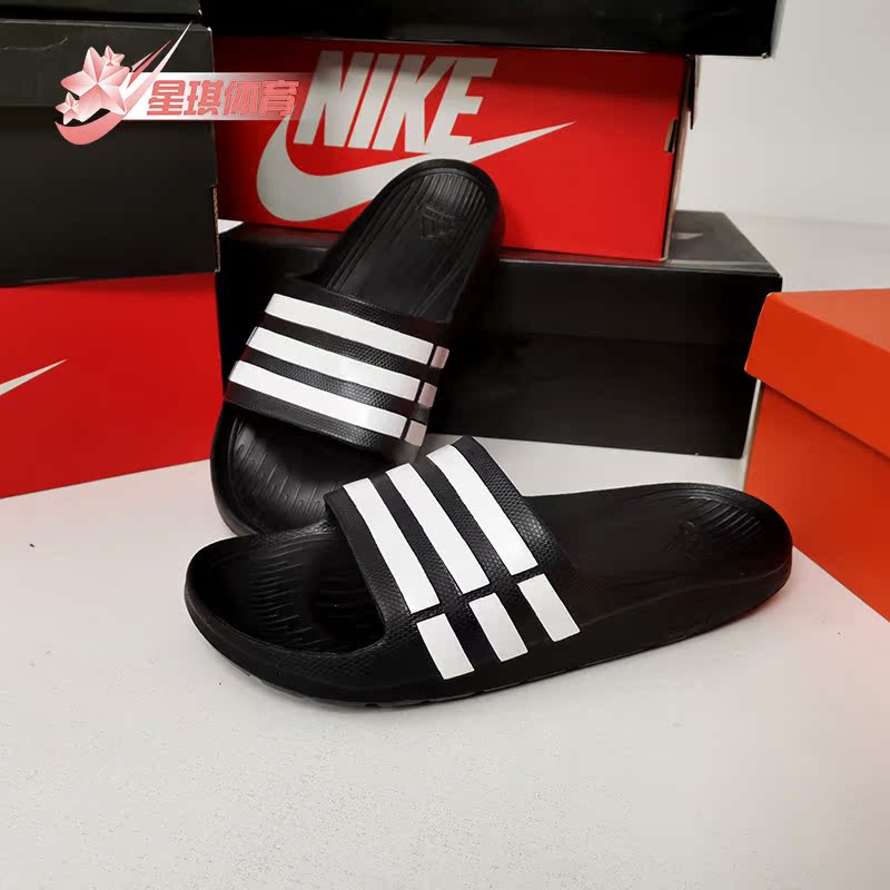 Adidas/阿迪达斯正品DURAMO SLIDE男女游泳沙滩休闲凉拖鞋 G15890