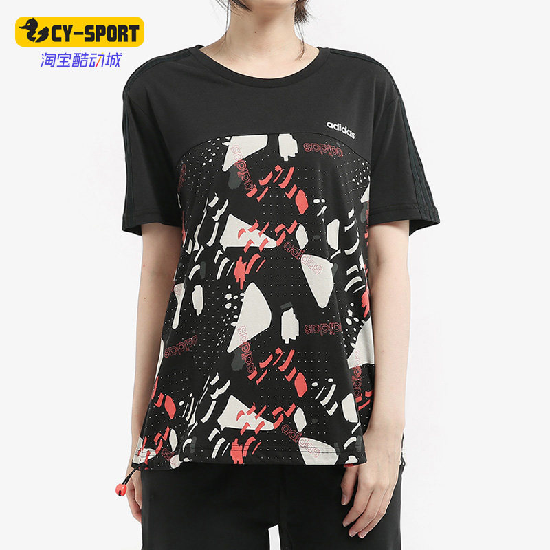 Adidas/阿迪达斯正品NEO夏季女子运动休闲印花短袖T恤DW7814