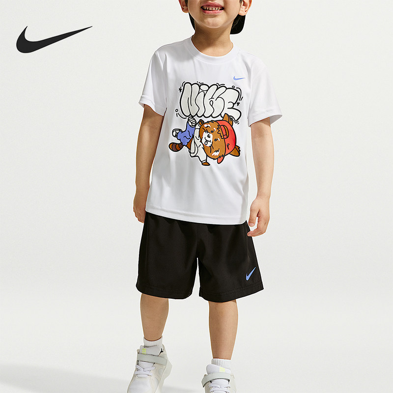 Nike/耐克正品Red Panda 婴童凉感经典短袖T恤短裤套装IZ8347-010