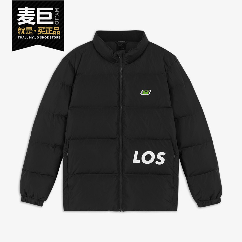 Skechers/斯凯奇正品男子立领保暖面包服梭织短款运动羽绒服